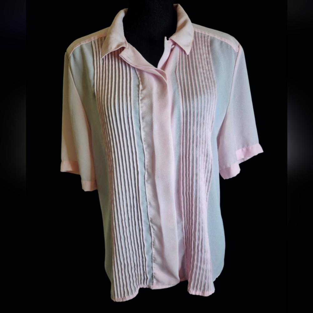 Vintage Charm: Laura and Jayne Pleated Blouse - Size 12